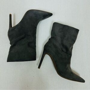 INC REANNA Gray Suede Women's Ankle Heel Boots Size 8.5